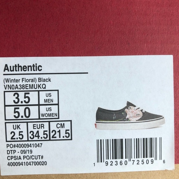 Vans Authentic Winter Floral NWT - Picture 8 of 8